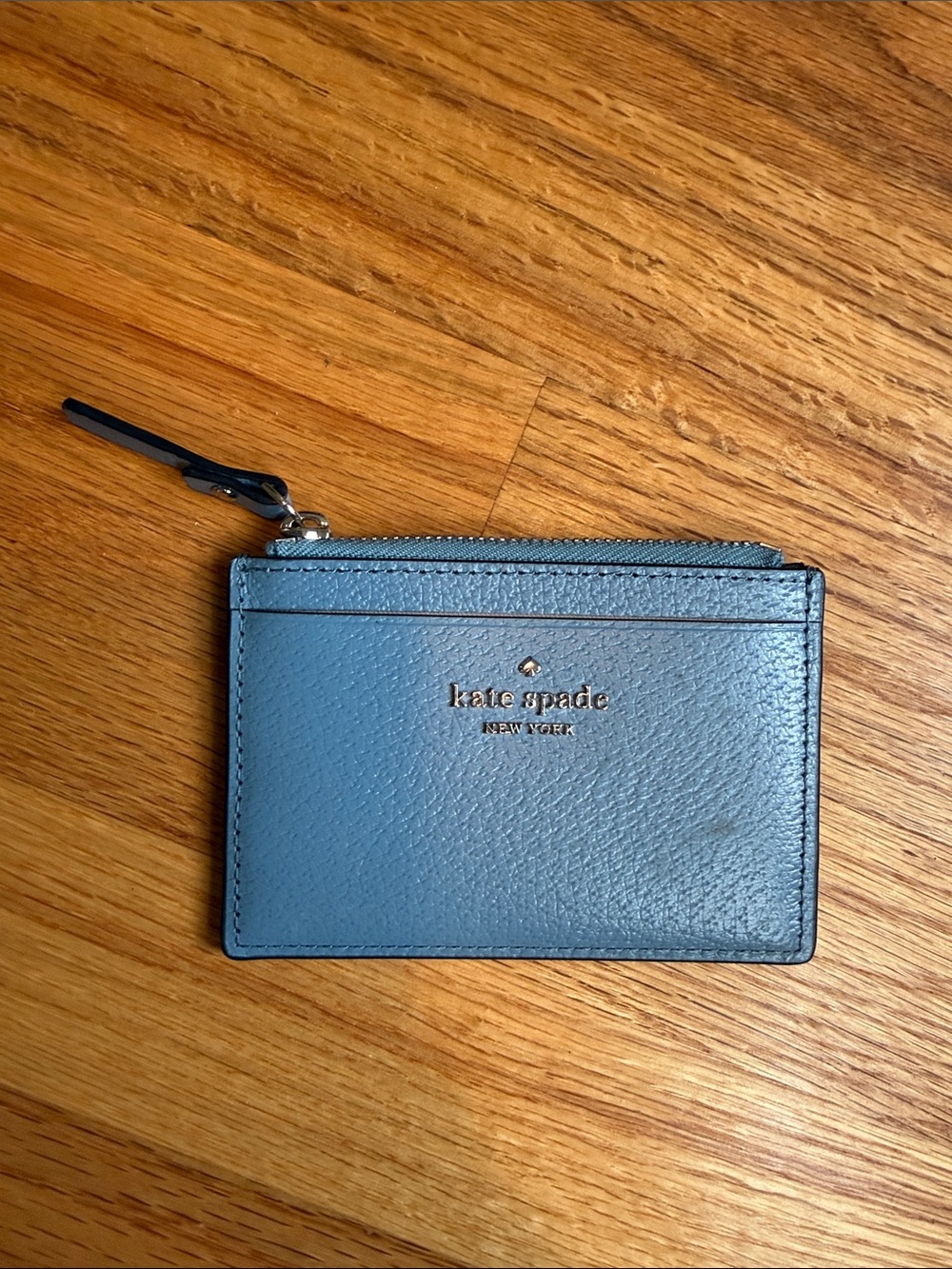 kate spade Slate Blue Leather Zip Card Case wallet